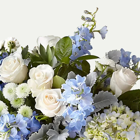 Blue and white flowers DIY floral class virtual GTA floral class