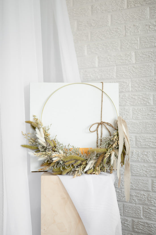 Golden Hoop Dried Wreath